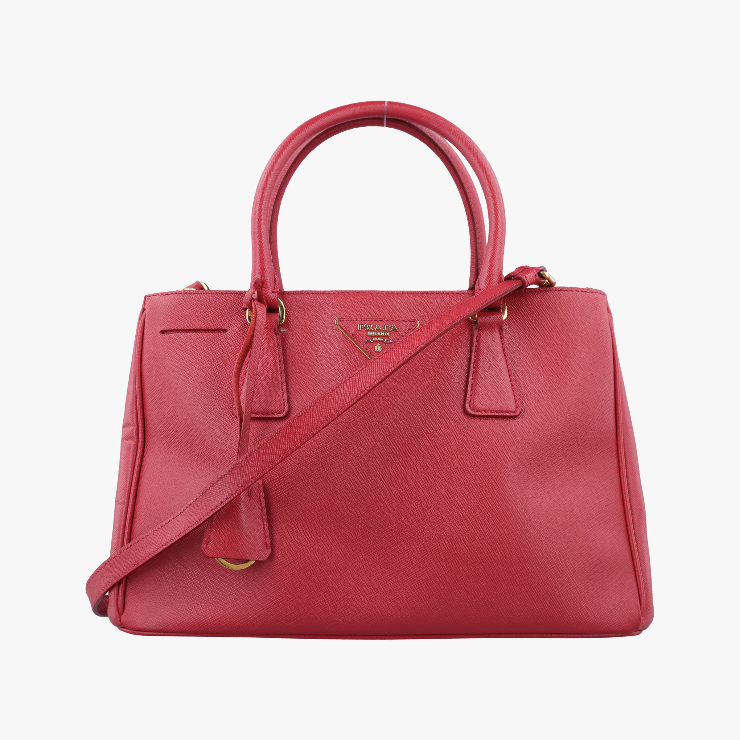 Pre-owned Prada Galleria Red SAFFIANO Leather BN1786 shoulderbag | stylenewstar