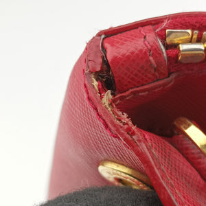 Pre-owned Prada Galleria Red SAFFIANO Leather BN1786 shoulderbag | stylenewstar