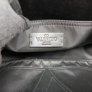 Pre-owned Valentino VLogo Black Nylon × Calfskin Leather  shoulderbag | stylenewstar