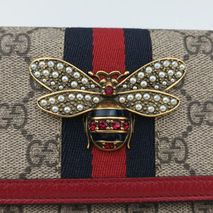 Pre-owned Gucci Queen Margaret beige×red×multi PVC coated canvas×Leather 476079 shoulderbag | stylenewstar