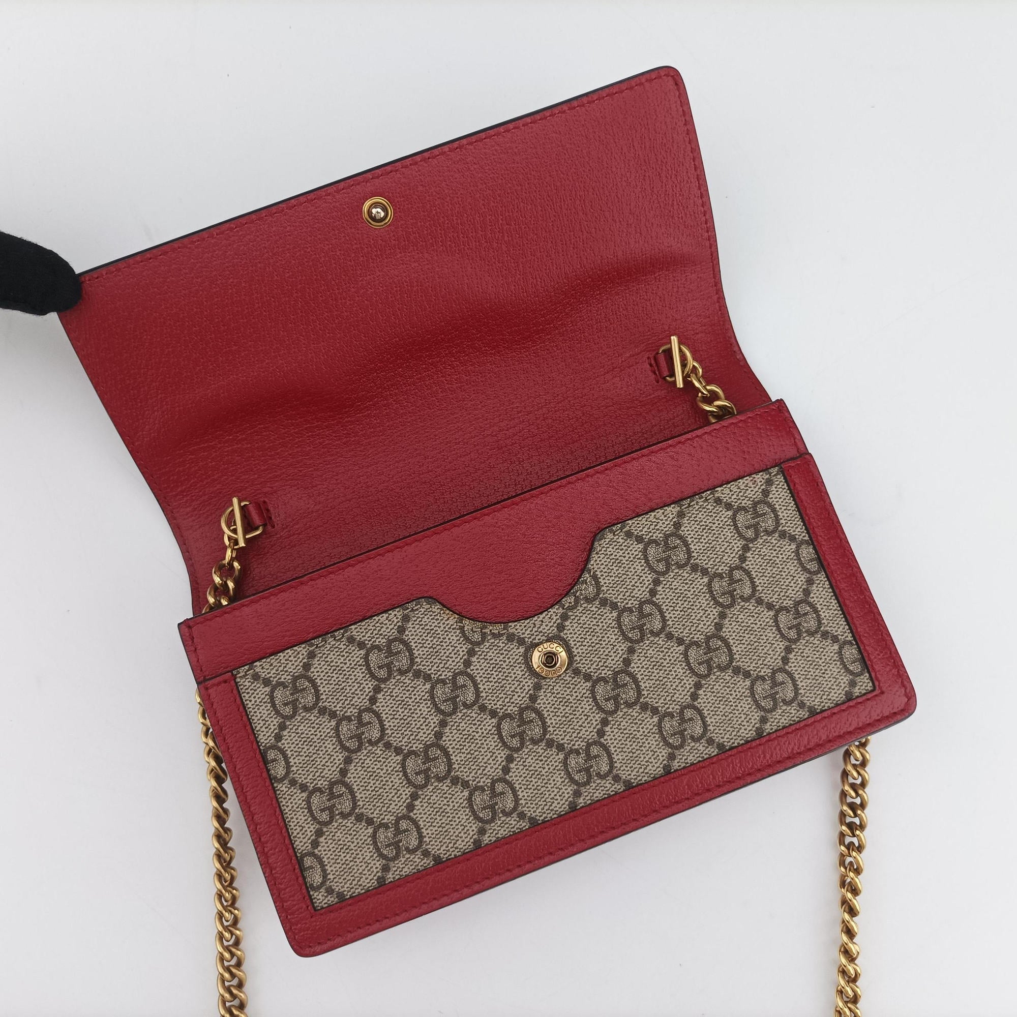 Pre-owned Gucci Queen Margaret beige×red×multi PVC coated canvas×Leather 476079 shoulderbag | stylenewstar