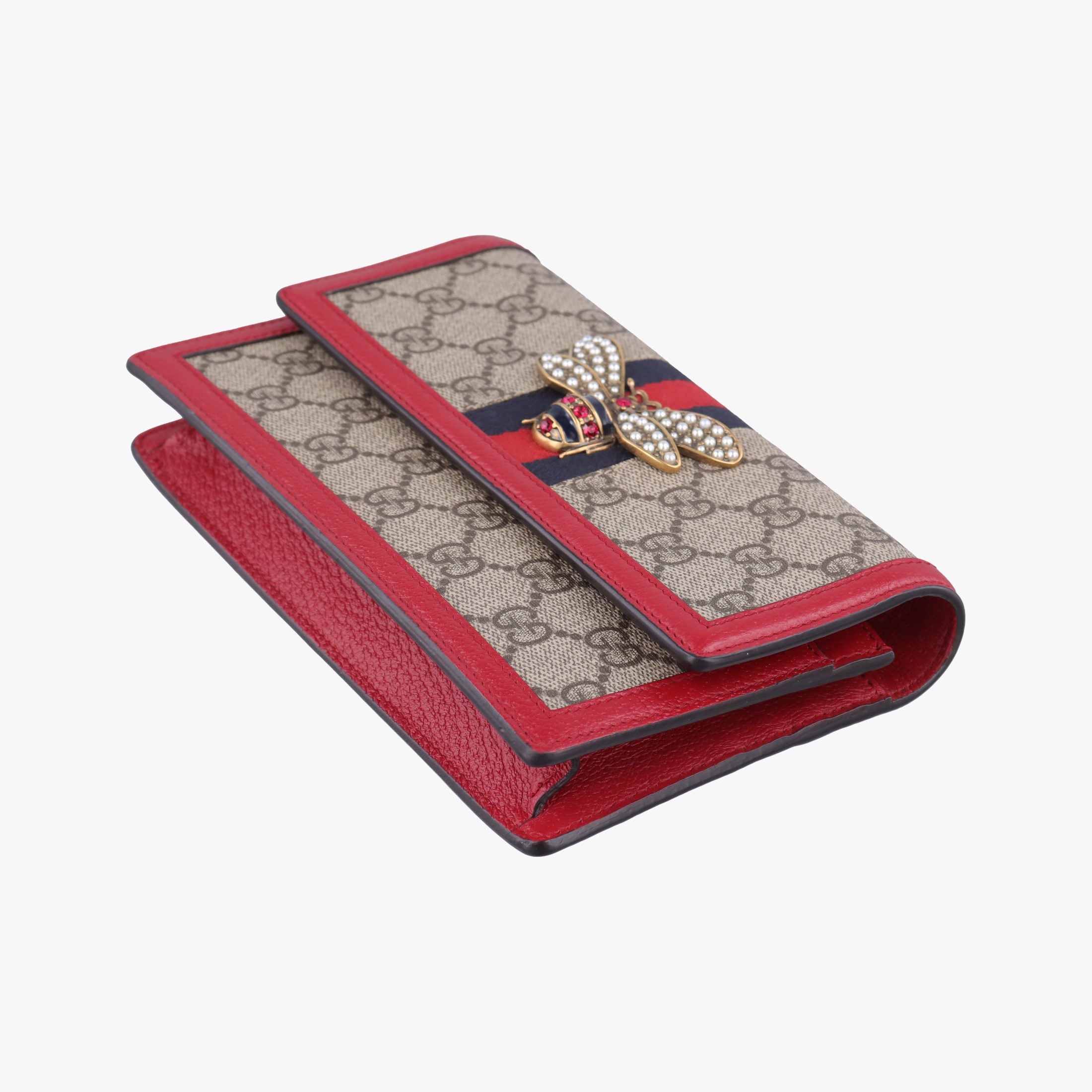 Pre-owned Gucci Queen Margaret beige×red×multi PVC coated canvas×Leather 476079 shoulderbag | stylenewstar