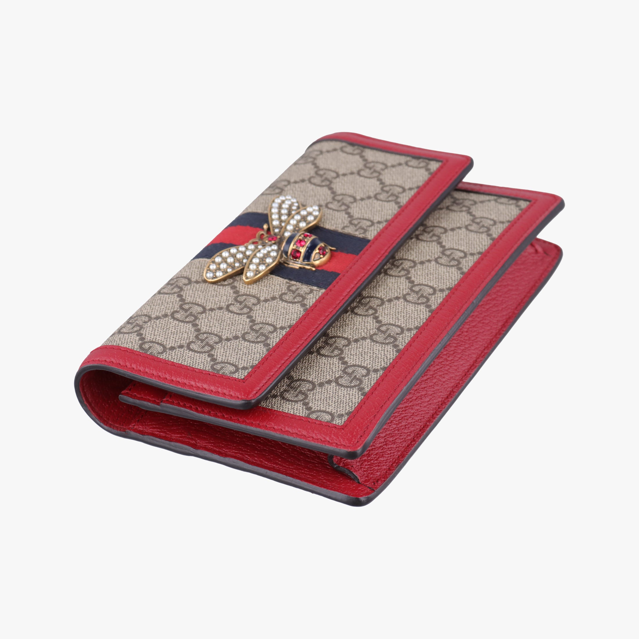 Pre-owned Gucci Queen Margaret beige×red×multi PVC coated canvas×Leather 476079 shoulderbag | stylenewstar