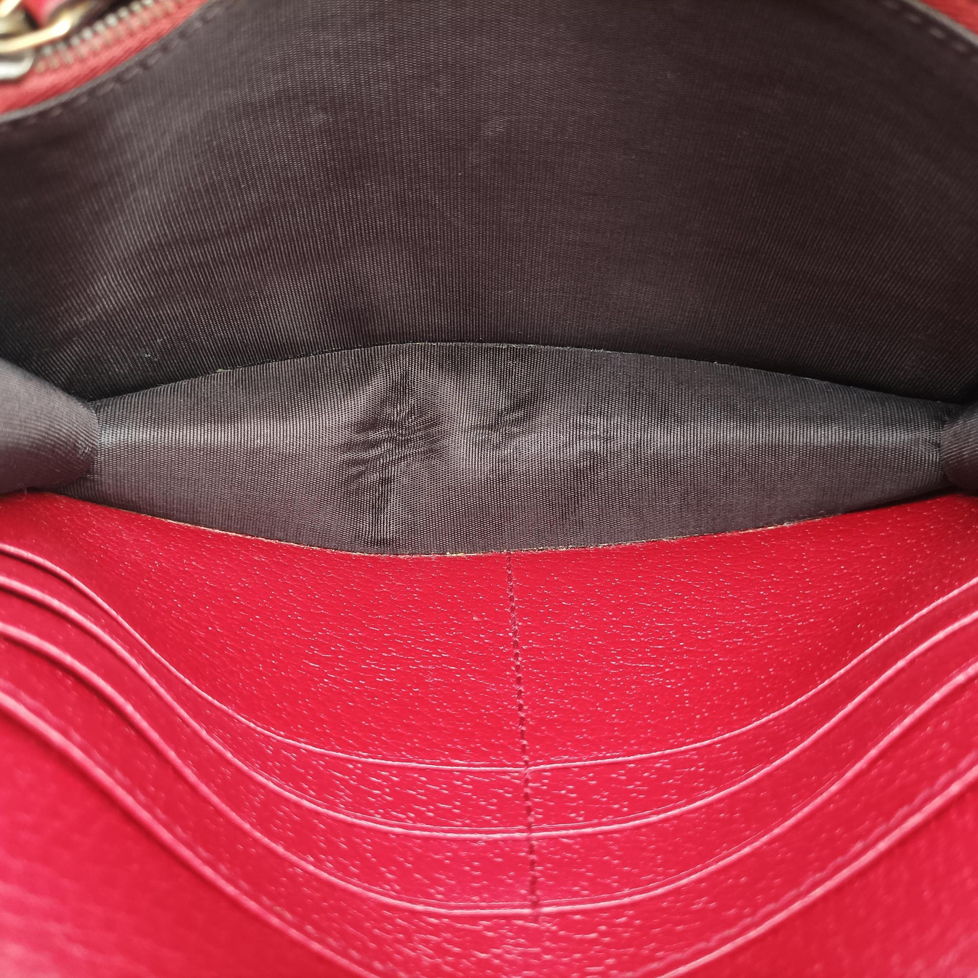 Pre-owned Gucci Queen Margaret beige×red×multi PVC coated canvas×Leather 476079 shoulderbag | stylenewstar