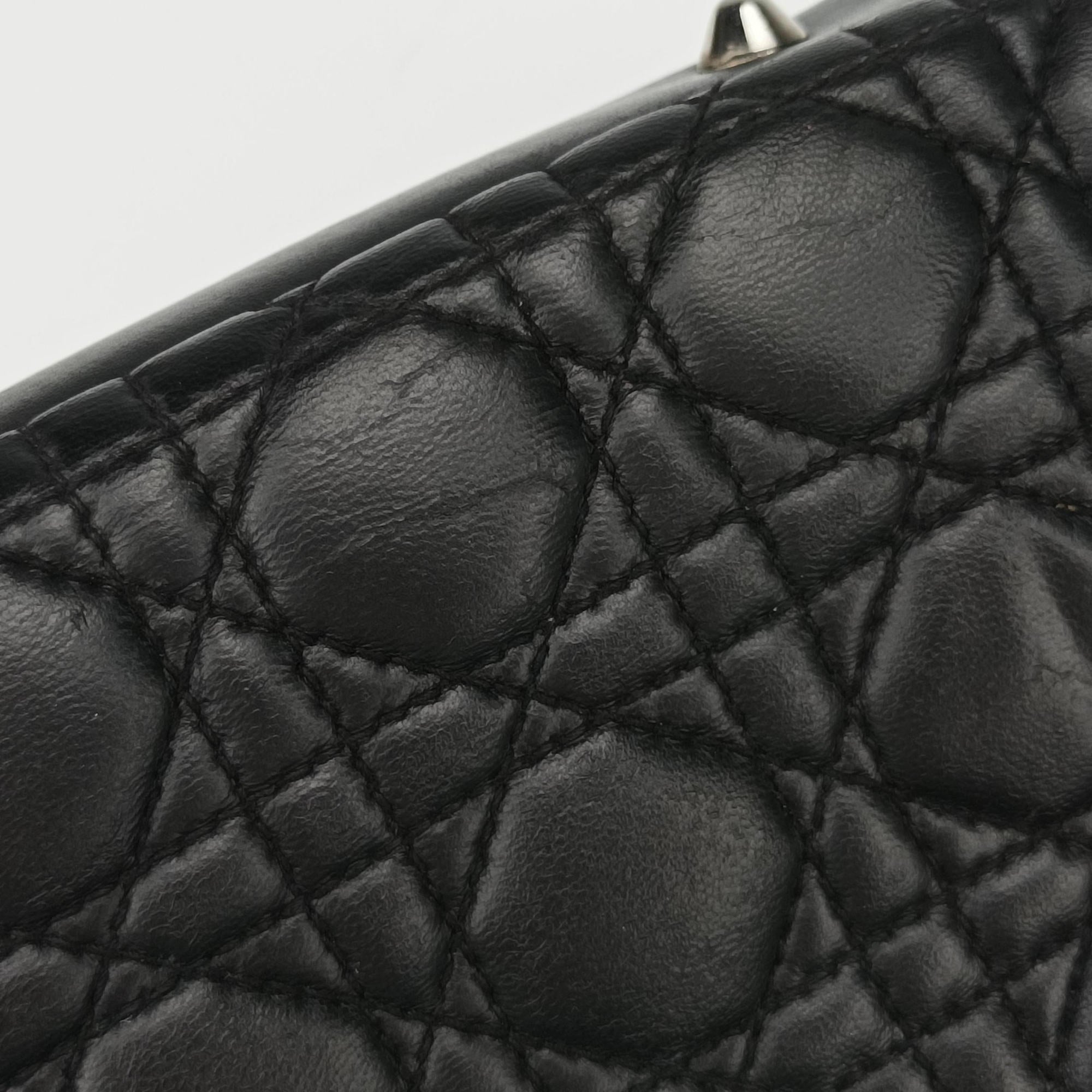 Pre-owned Christian Dior Cannage Dior Soft Shopping Black lambskin  shoulderbag | stylenewstar