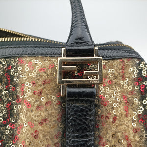 Pre-owned Fendi フォーエバー バウレット Multicolor スパンコール刺繍 ウールファブリック × パテント 8BL068 handbag | stylenewstar
