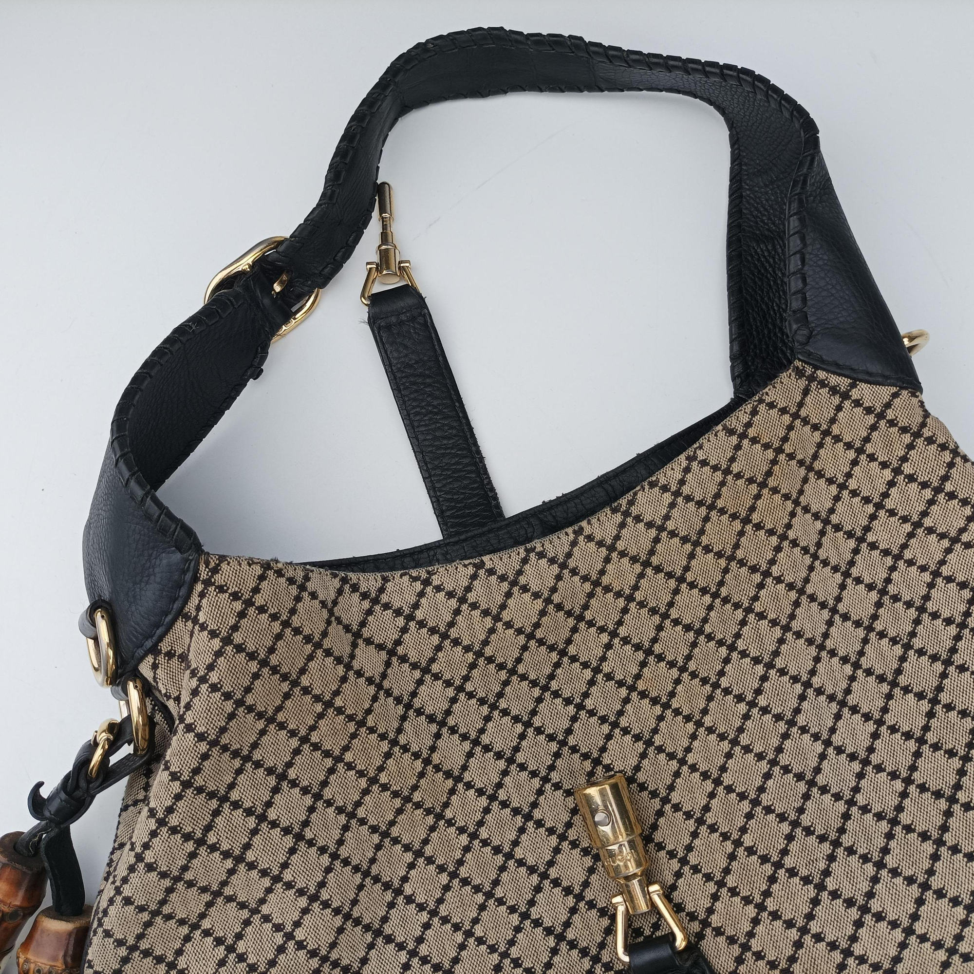 Pre-owned Gucci New Jackie Brown×Black canvas 246907 shoulderbag | stylenewstar