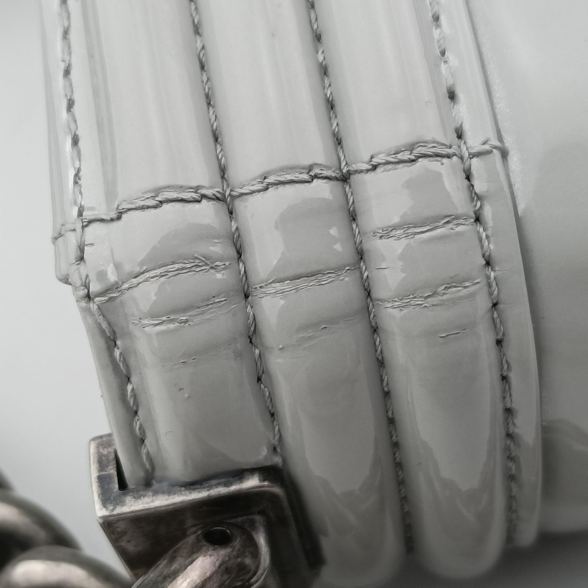 Pre-owned Chanel BOY CHANEL Grey Patent Leather A67018 shoulderbag | stylenewstar