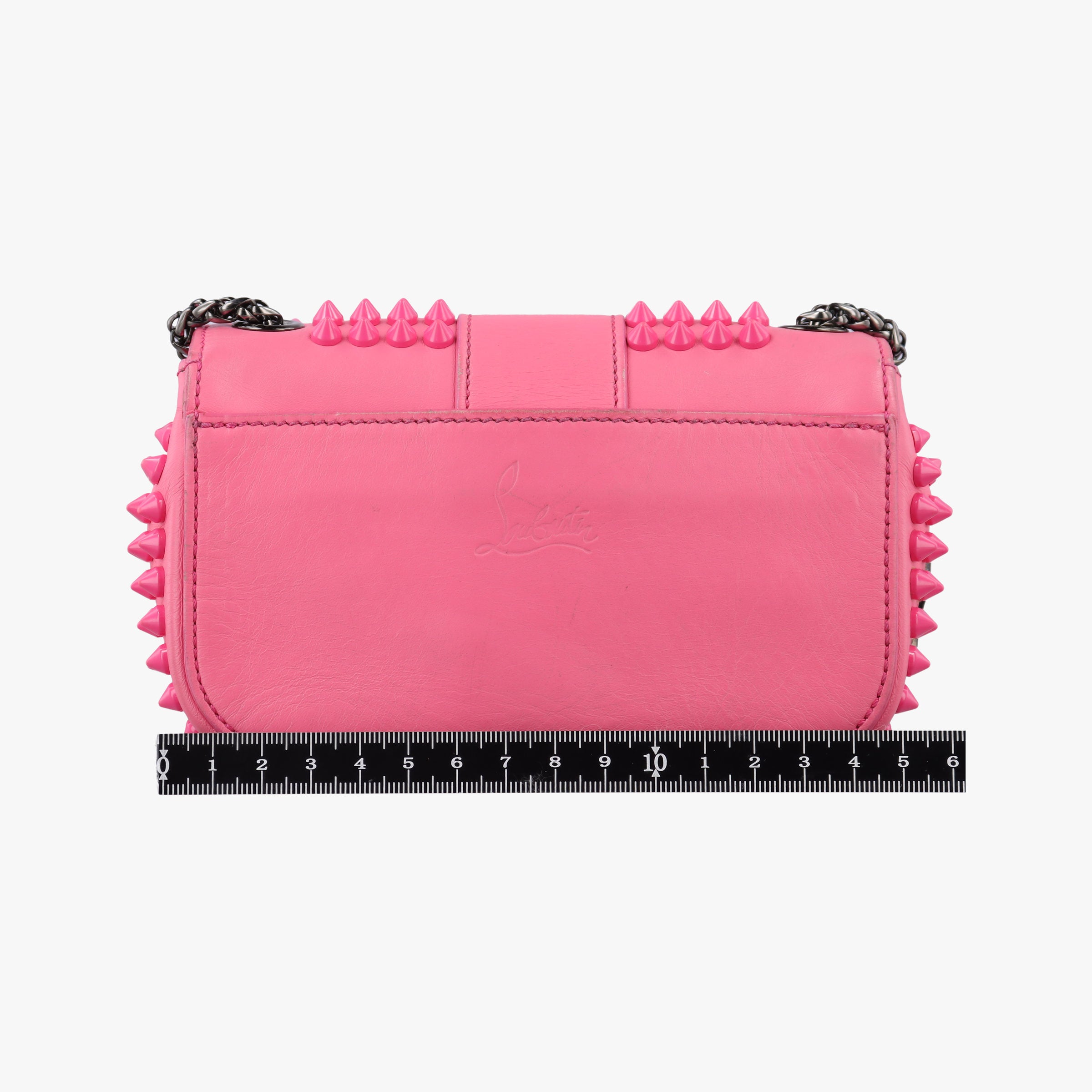 Pre-owned Christian Louboutin Sweet Charity Scarabe Spike Pink Leather  shoulderbag | stylenewstar