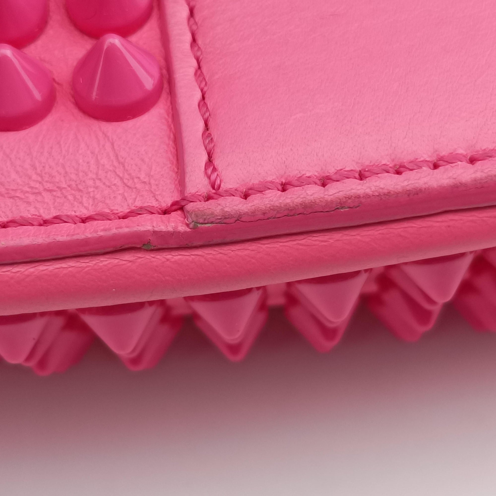 Pre-owned Christian Louboutin Sweet Charity Scarabe Spike Pink Leather  shoulderbag | stylenewstar