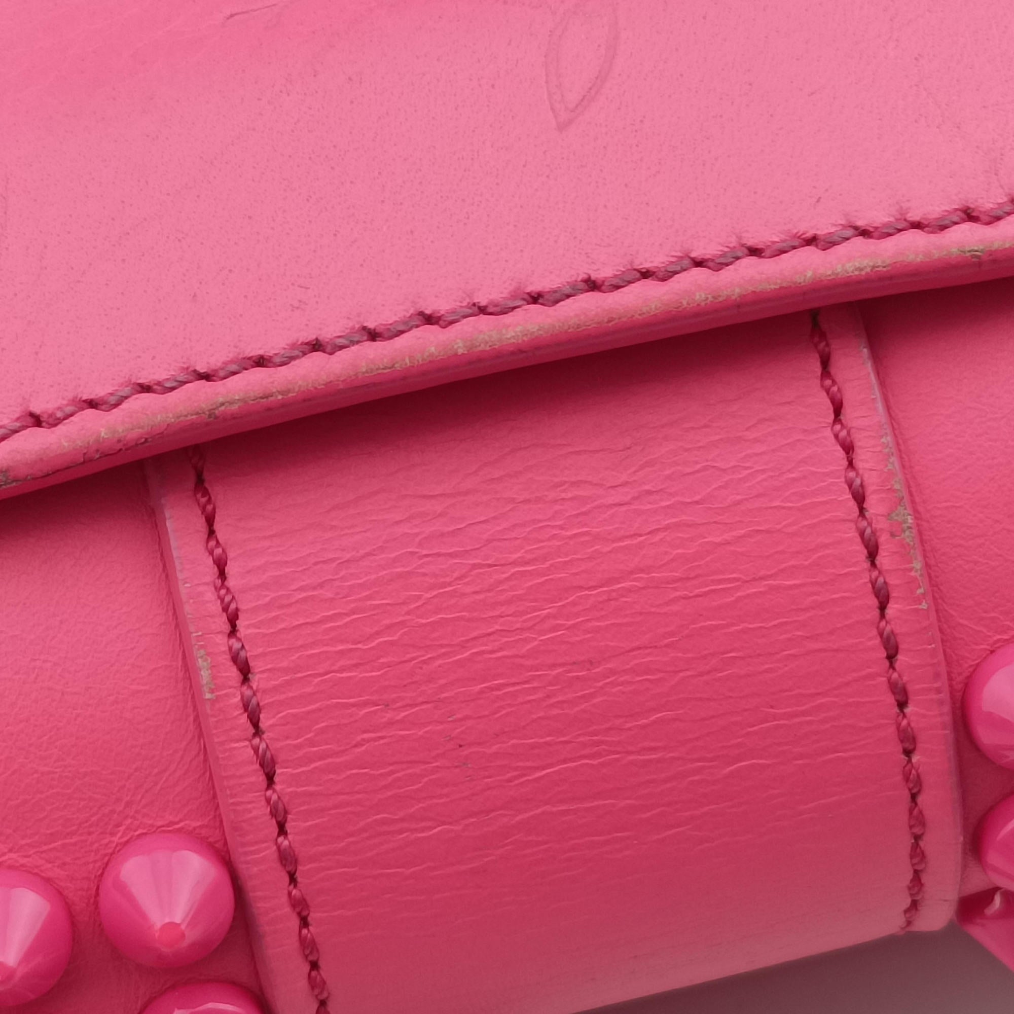 Pre-owned Christian Louboutin Sweet Charity Scarabe Spike Pink Leather  shoulderbag | stylenewstar