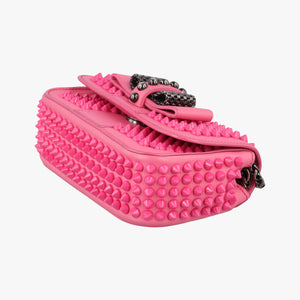 Pre-owned Christian Louboutin Sweet Charity Scarabe Spike Pink Leather  shoulderbag | stylenewstar