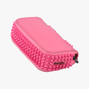 Pre-owned Christian Louboutin Sweet Charity Scarabe Spike Pink Leather  shoulderbag | stylenewstar