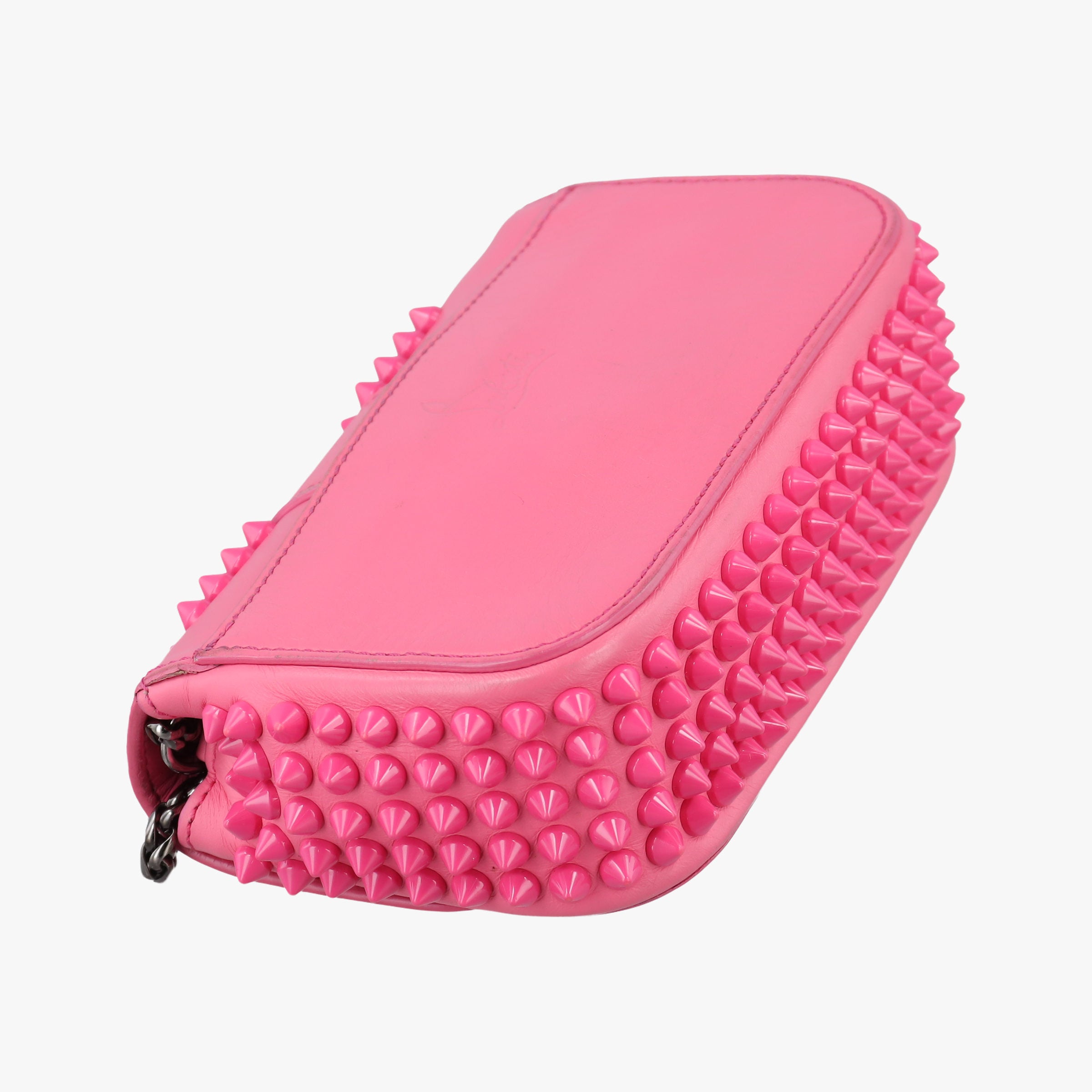 Pre-owned Christian Louboutin Sweet Charity Scarabe Spike Pink Leather  shoulderbag | stylenewstar