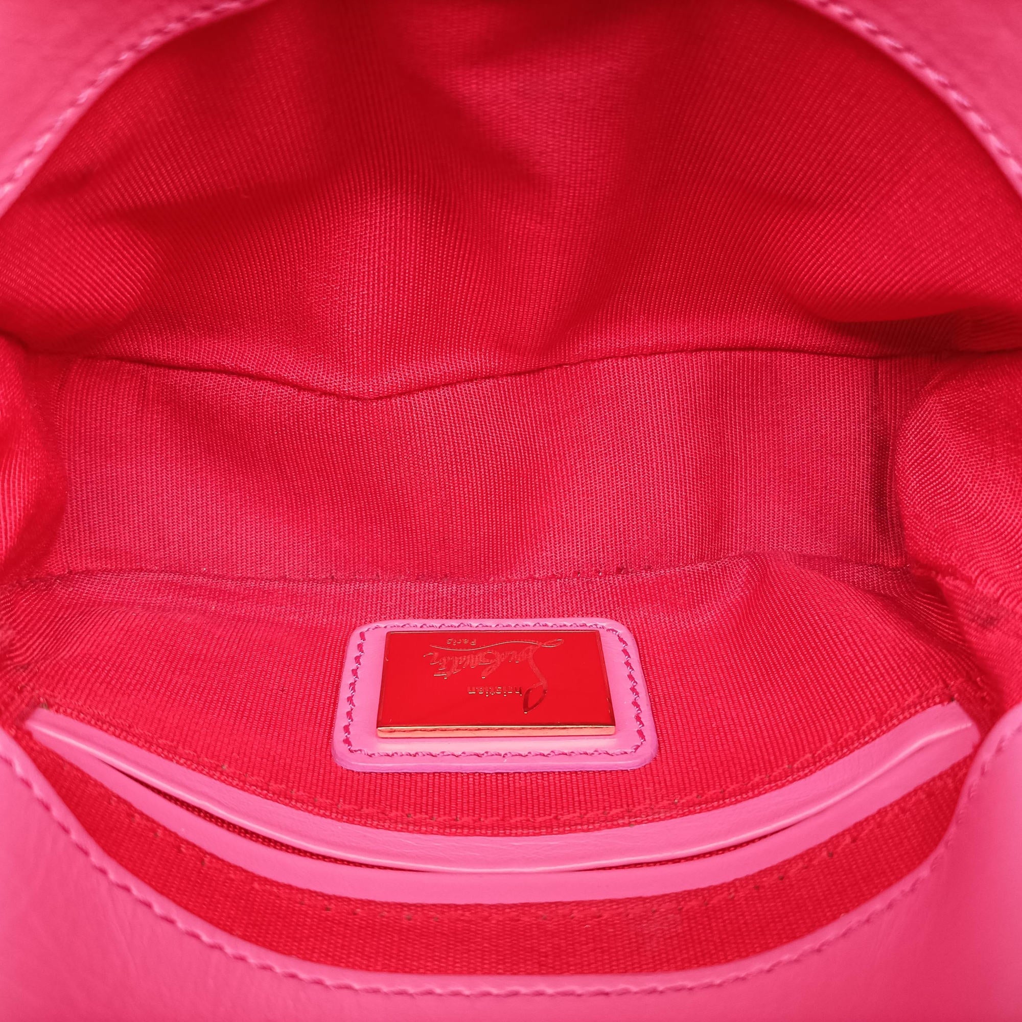 Pre-owned Christian Louboutin Sweet Charity Scarabe Spike Pink Leather  shoulderbag | stylenewstar