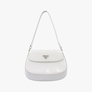 Pre-owned Prada Cleo Flap White Leather  shoulderbag | stylenewstar