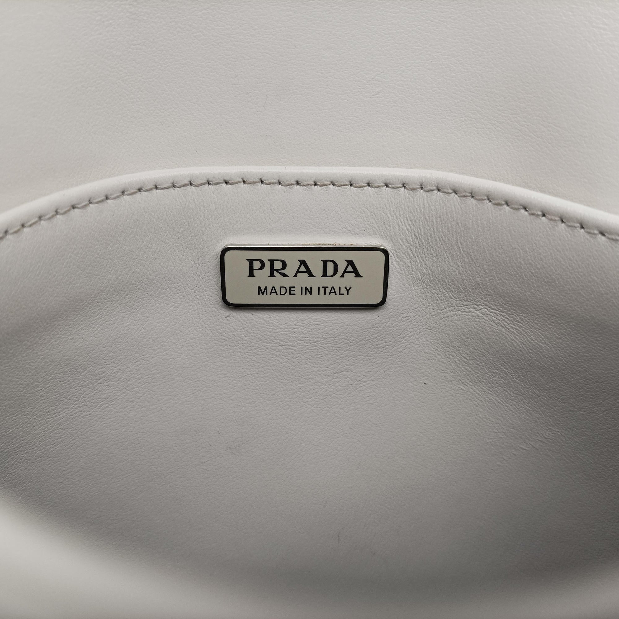 Pre-owned Prada Cleo Flap White Leather  shoulderbag | stylenewstar
