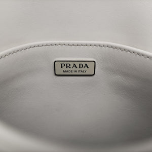 Pre-owned Prada Cleo Flap White Leather  shoulderbag | stylenewstar