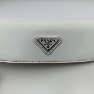 Pre-owned Prada Cleo Flap White Leather  shoulderbag | stylenewstar