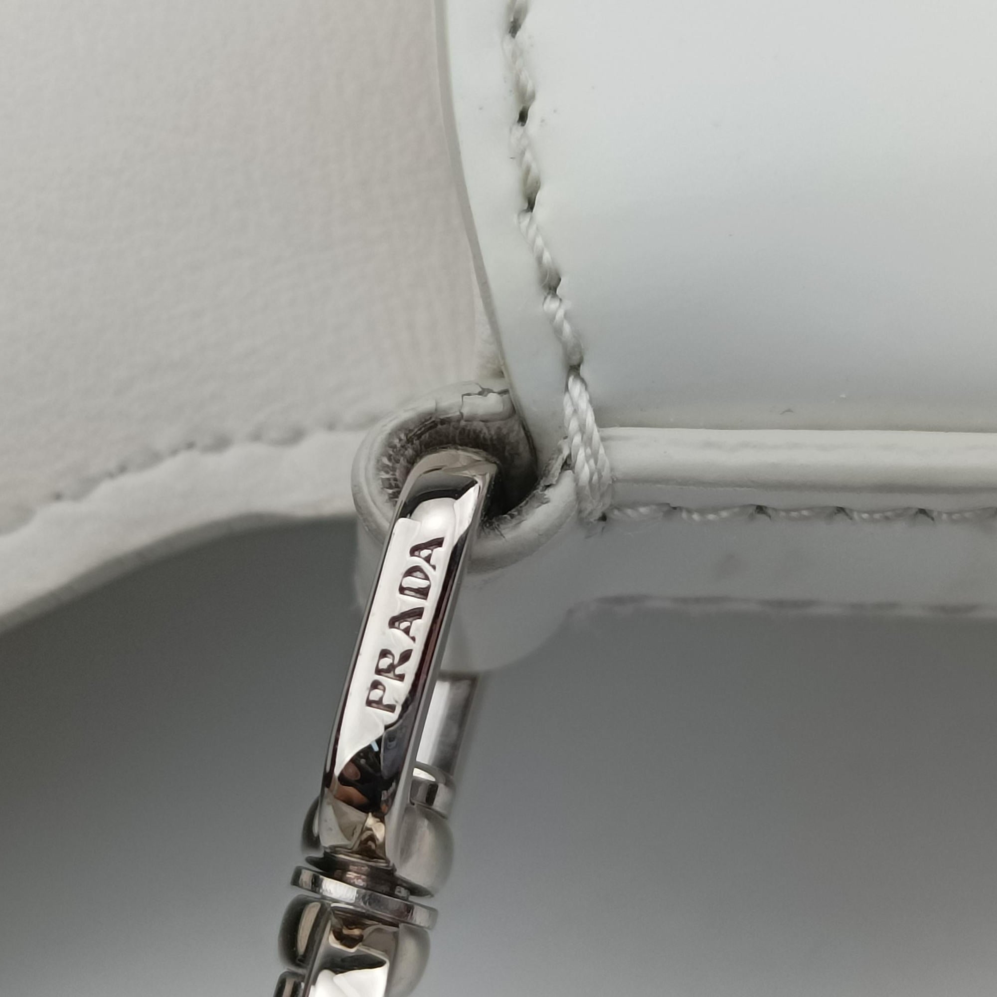 Pre-owned Prada Cleo Flap White Leather  shoulderbag | stylenewstar