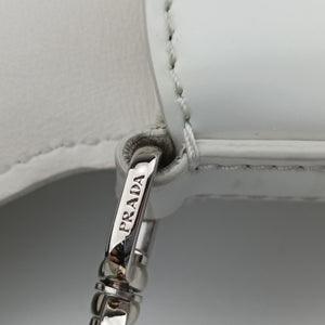 Pre-owned Prada Cleo Flap White Leather  shoulderbag | stylenewstar