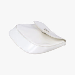 Pre-owned Prada Cleo Flap White Leather  shoulderbag | stylenewstar
