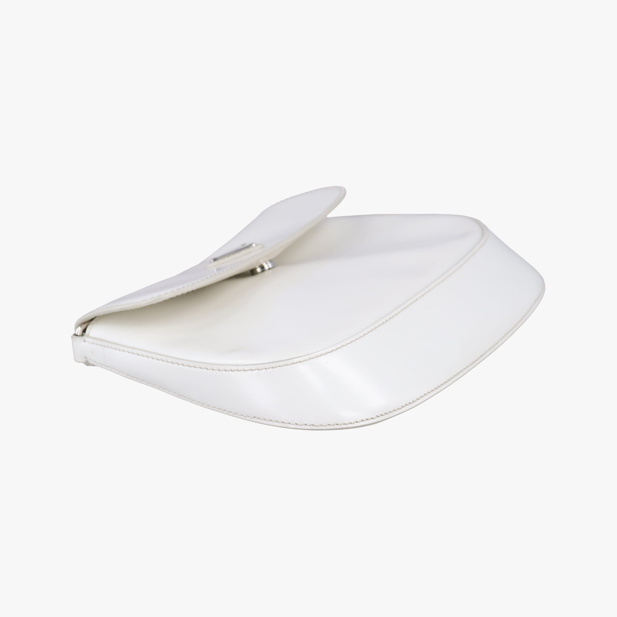 Pre-owned Prada Cleo Flap White Leather  shoulderbag | stylenewstar