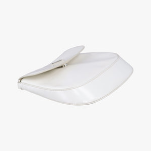 Pre-owned Prada Cleo Flap White Leather  shoulderbag | stylenewstar