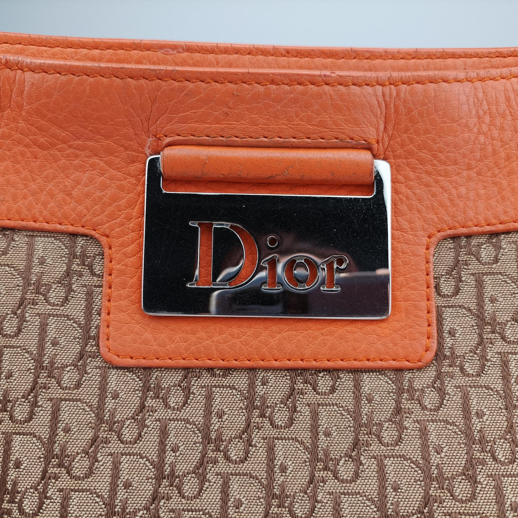 Secondhand Christian Dior Street Chic Trotter Orange×Beige Canvas×Leather  handbag | stylenewstar