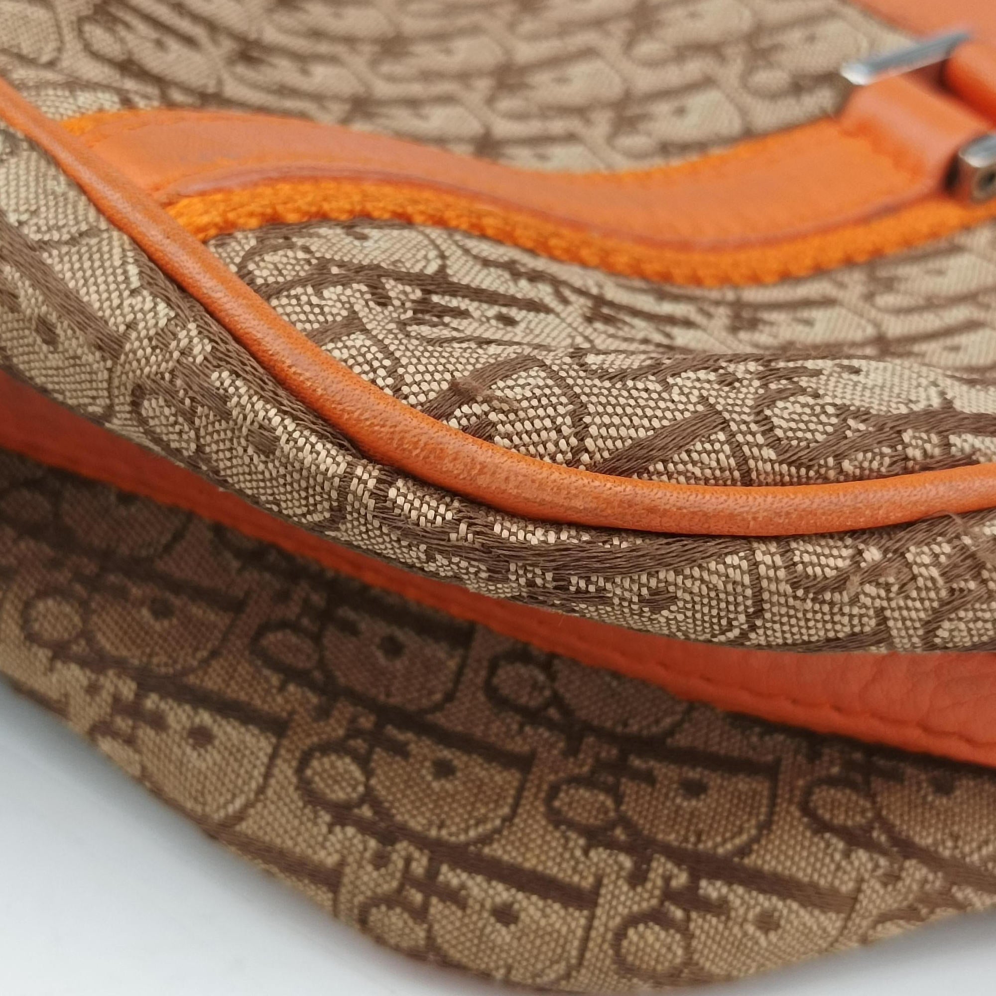Secondhand Christian Dior Street Chic Trotter Orange×Beige Canvas×Leather  handbag | stylenewstar