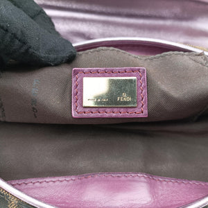 Pre-owned Fendi Zucca Vanity Mirror beige×Brown×purple canvas×leather 8BN133 shoulderbag | stylenewstar