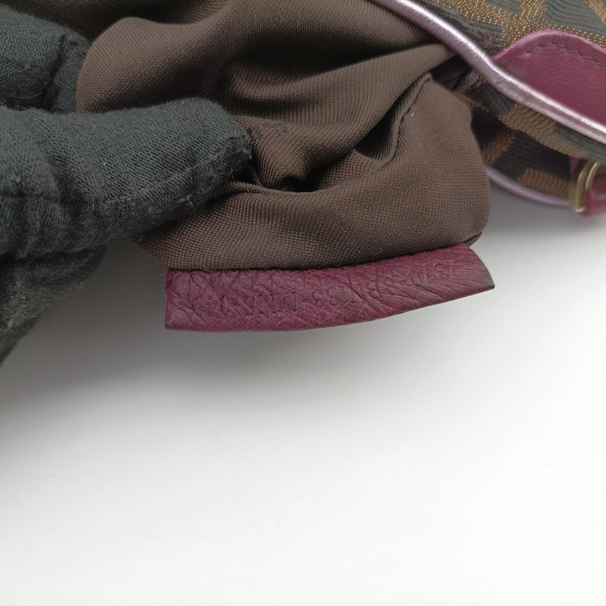 Pre-owned Fendi Zucca Vanity Mirror beige×Brown×purple canvas×leather 8BN133 shoulderbag | stylenewstar