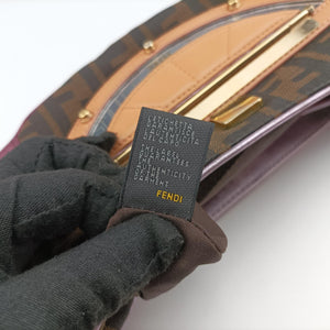 Pre-owned Fendi Zucca Vanity Mirror beige×Brown×purple canvas×leather 8BN133 shoulderbag | stylenewstar
