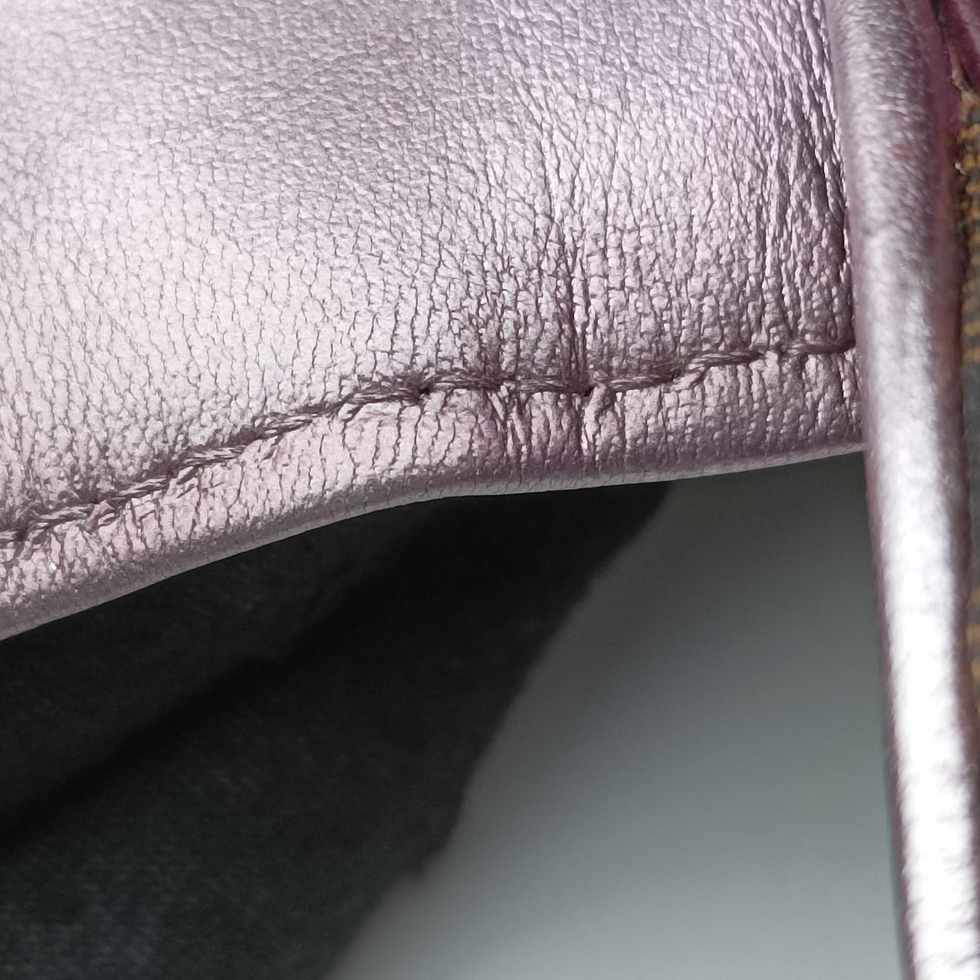 Pre-owned Fendi Zucca Vanity Mirror beige×Brown×purple canvas×leather 8BN133 shoulderbag | stylenewstar