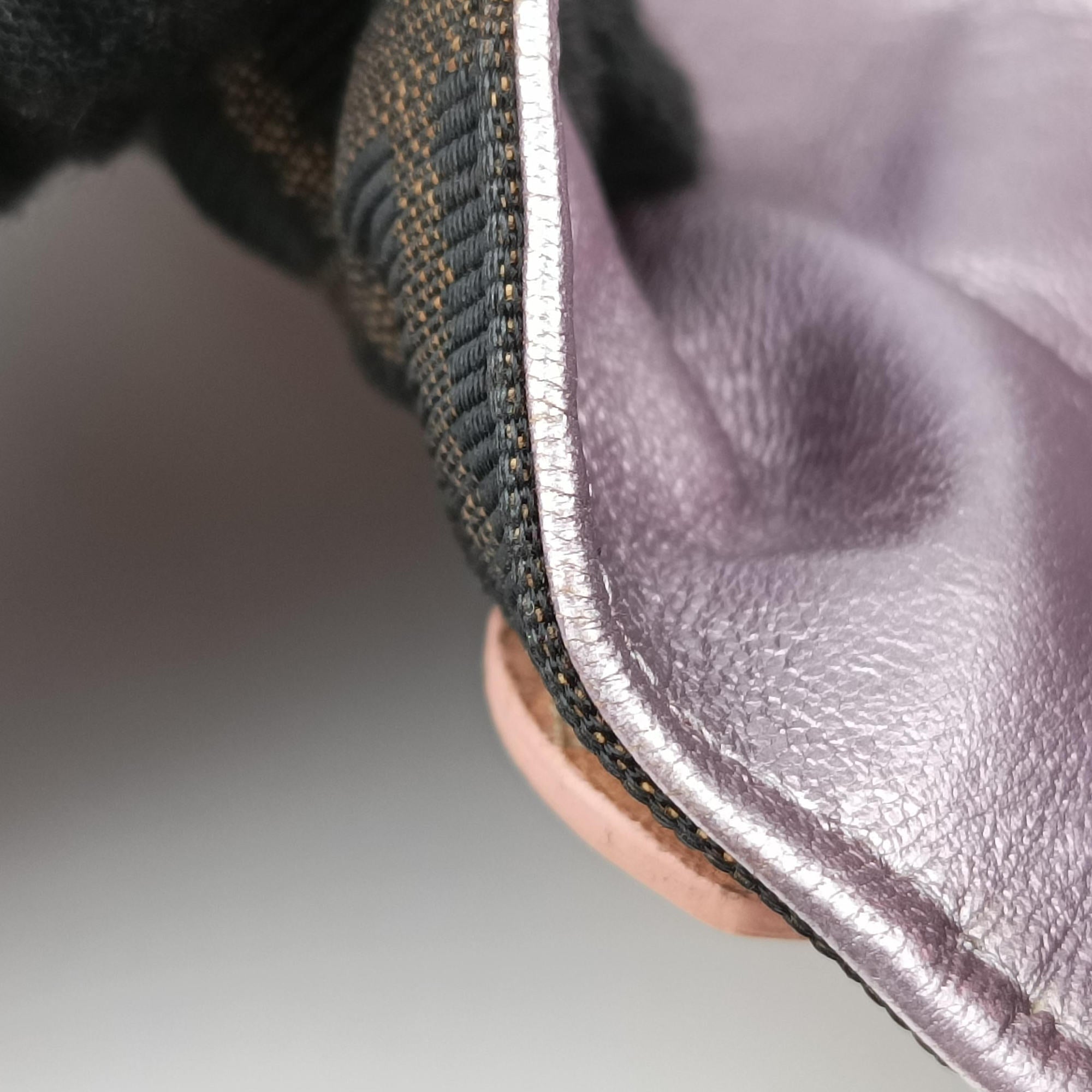 Pre-owned Fendi Zucca Vanity Mirror beige×Brown×purple canvas×leather 8BN133 shoulderbag | stylenewstar