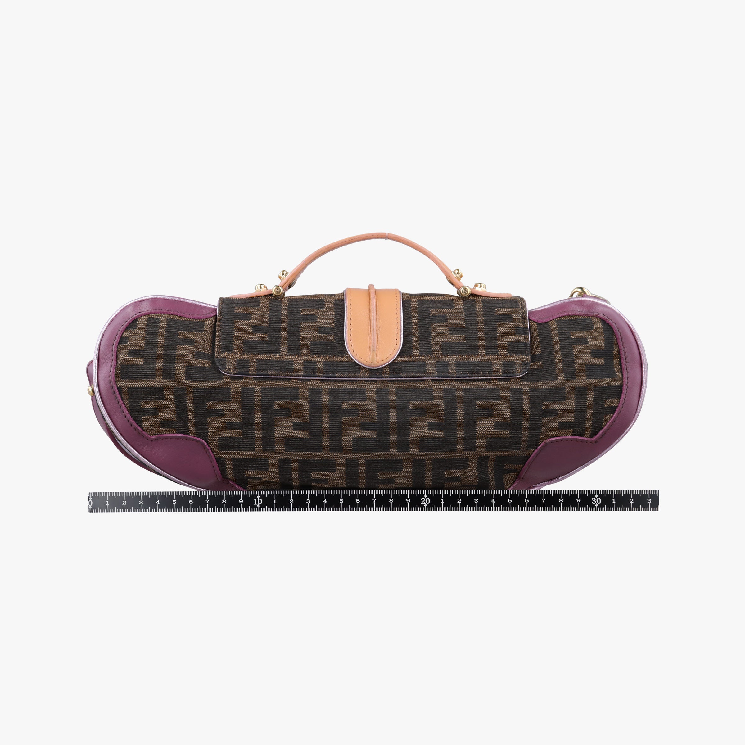 Pre-owned Fendi Zucca Vanity Mirror beige×Brown×purple canvas×leather 8BN133 shoulderbag | stylenewstar