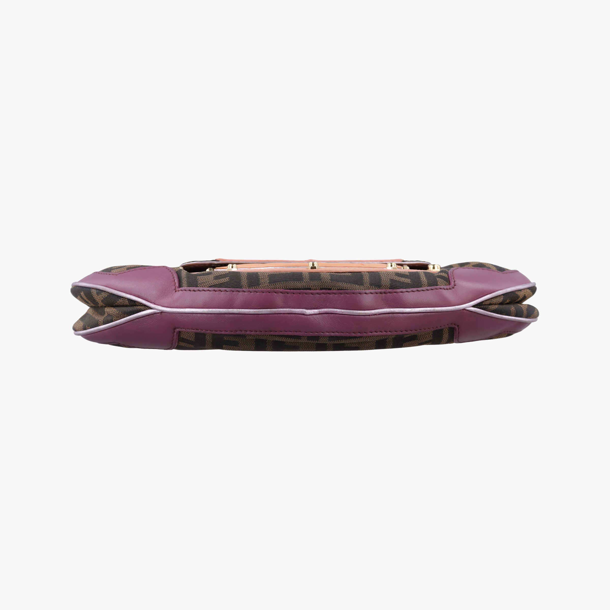Pre-owned Fendi Zucca Vanity Mirror beige×Brown×purple canvas×leather 8BN133 shoulderbag | stylenewstar