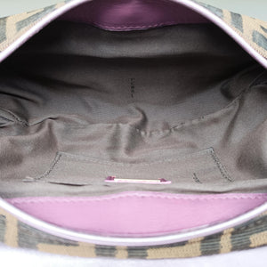 Pre-owned Fendi Zucca Vanity Mirror beige×Brown×purple canvas×leather 8BN133 shoulderbag | stylenewstar