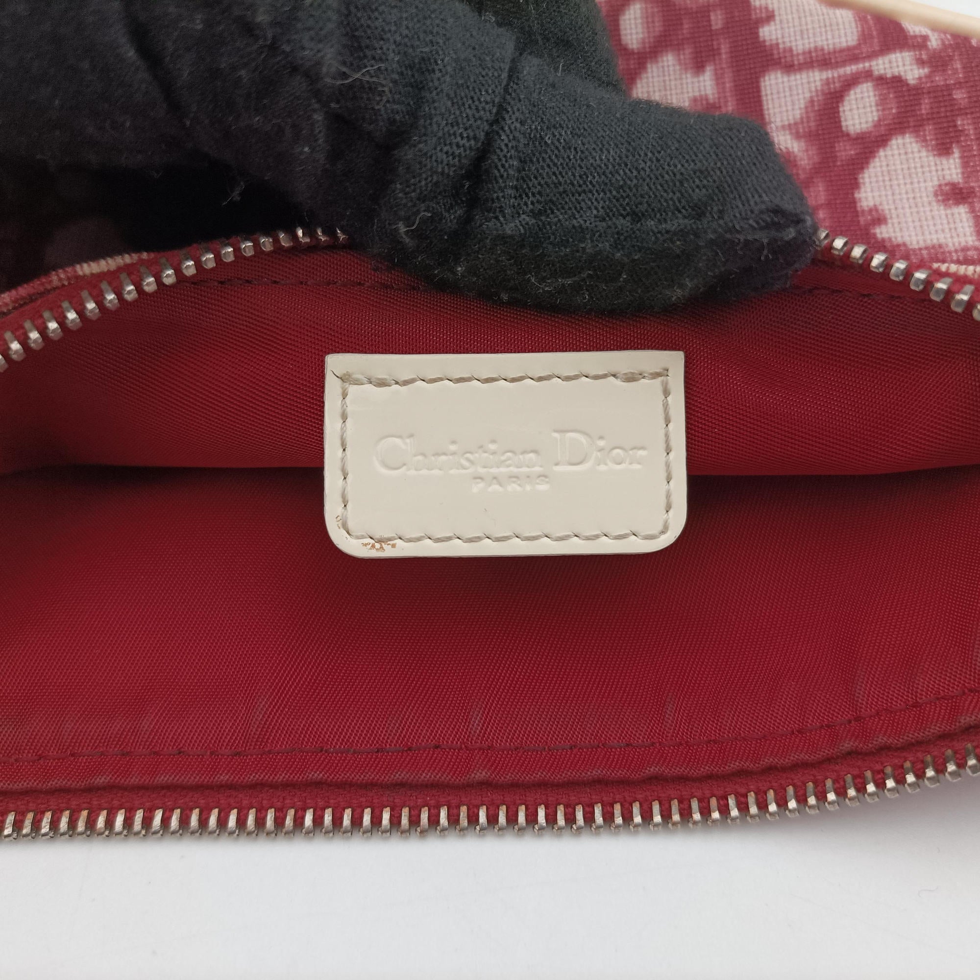 Pre-owned Christian Dior Saddle Bordeaux×White jacquard  handbag | stylenewstar