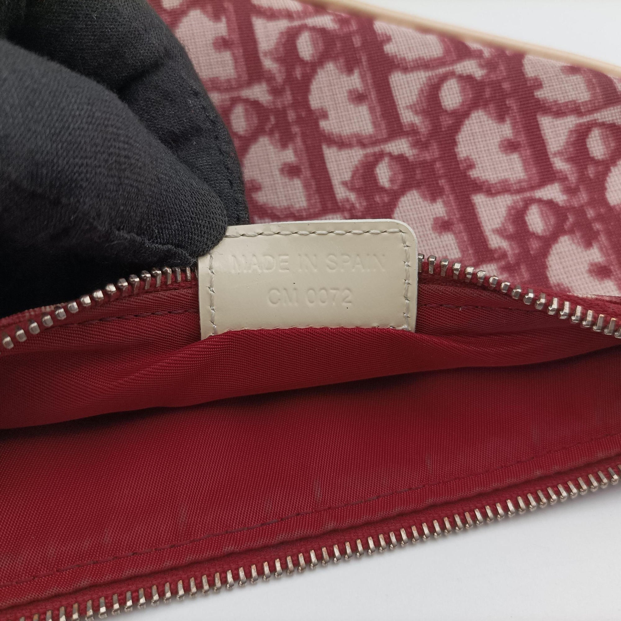 Pre-owned Christian Dior Saddle Bordeaux×White jacquard  handbag | stylenewstar
