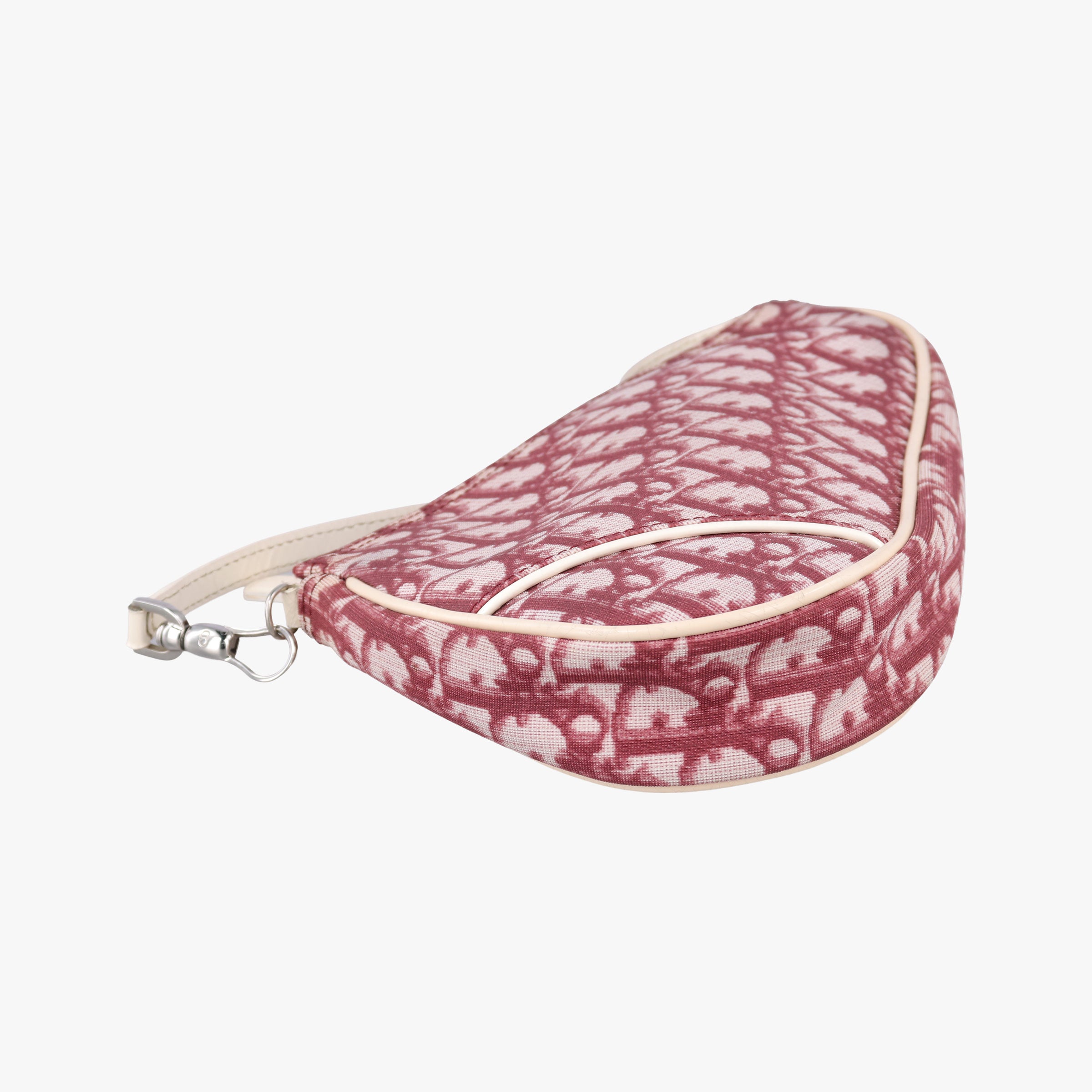 Pre-owned Christian Dior Saddle Bordeaux×White jacquard  handbag | stylenewstar
