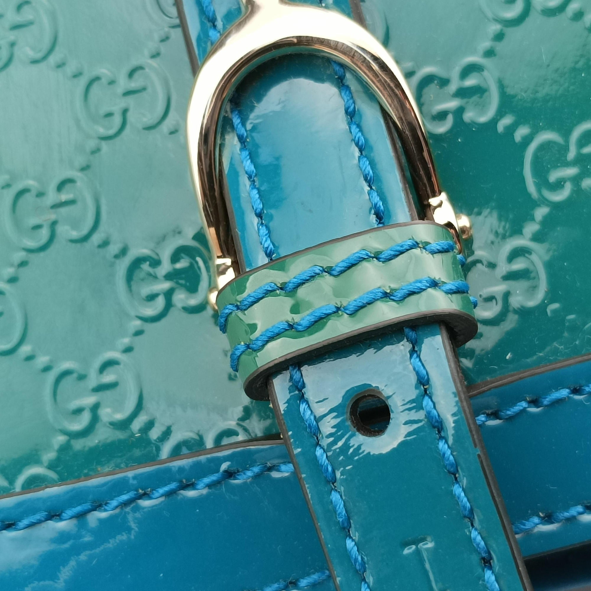 Pre-owned Gucci Microguccissima Blue Patent Leather 309613 handbag | stylenewstar