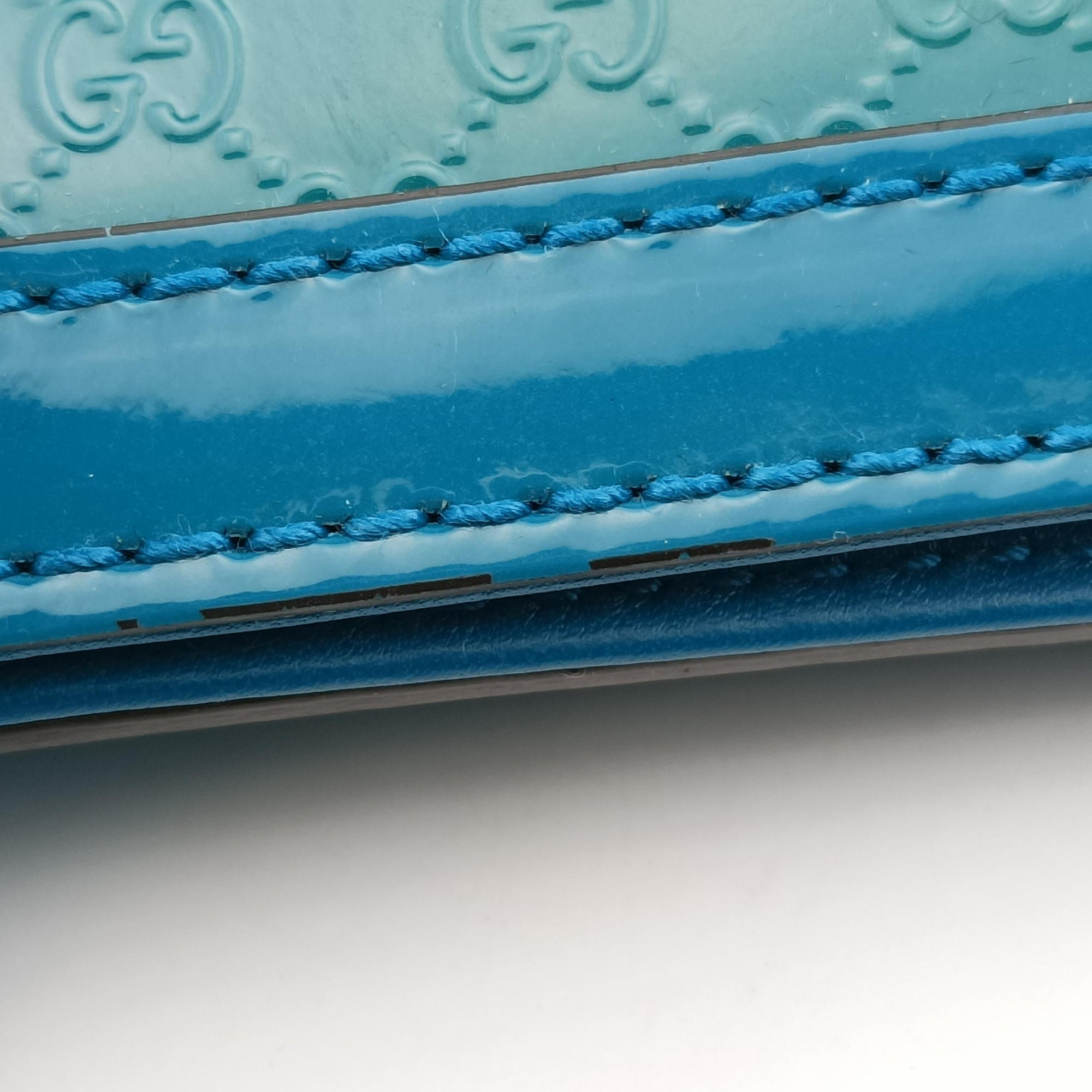 Pre-owned Gucci Microguccissima Blue Patent Leather 309613 handbag | stylenewstar