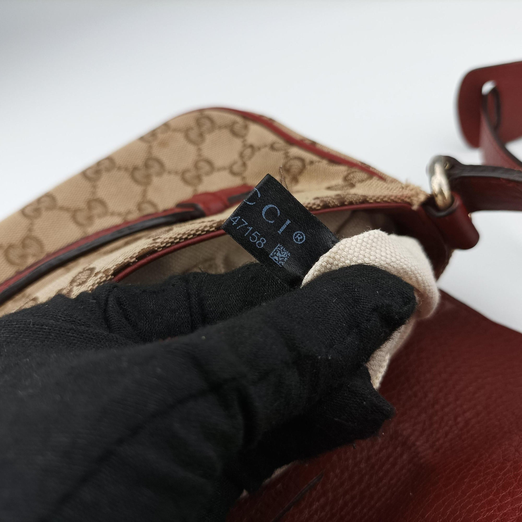 Pre-owned Gucci GG Dressage Beige × Red  canvas×leather 296854 shoulderbag | stylenewstar