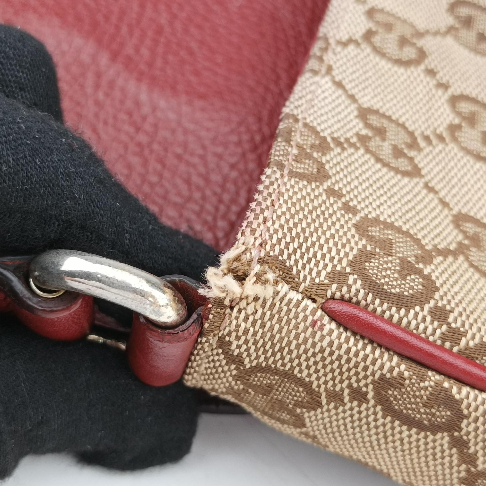 Pre-owned Gucci GG Dressage Beige × Red  canvas×leather 296854 shoulderbag | stylenewstar