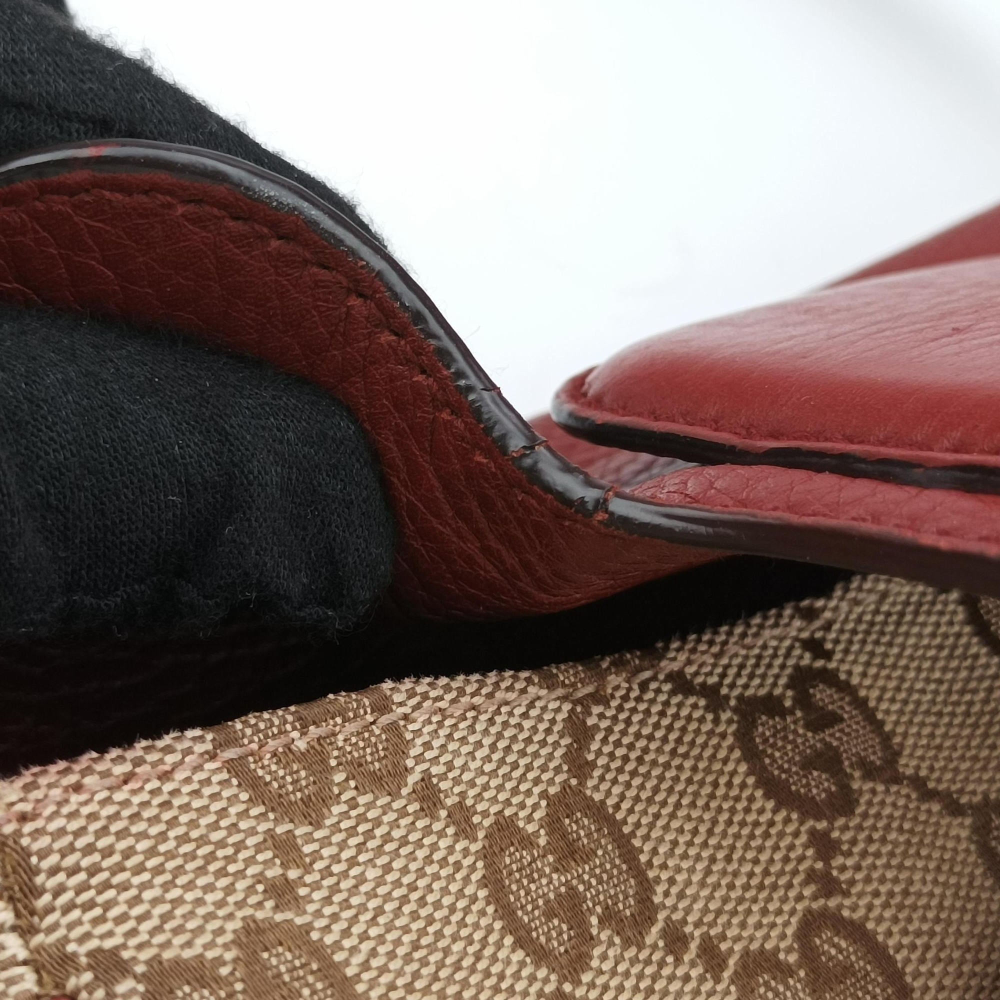 Pre-owned Gucci GG Dressage Beige × Red  canvas×leather 296854 shoulderbag | stylenewstar