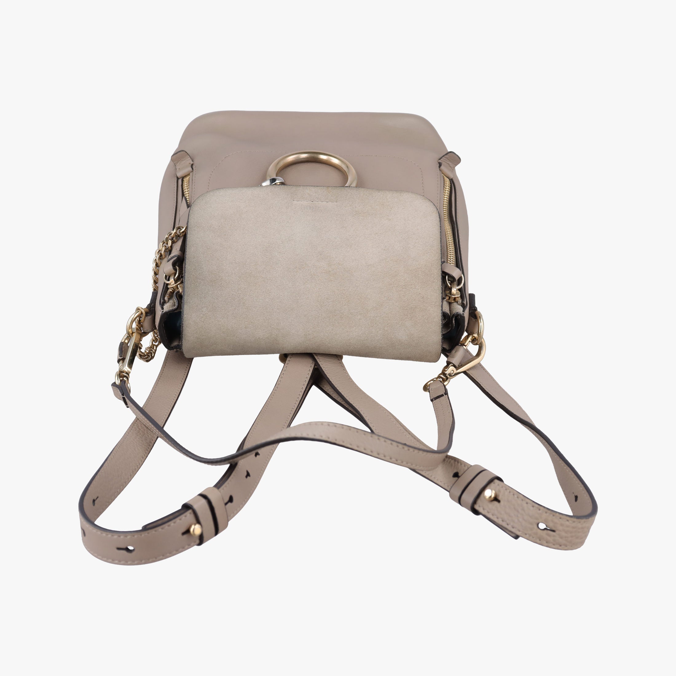 Pre-owned Chloe FAYE mini Grey Suede × leather  backpack/rucksack | stylenewstar