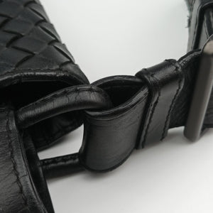 Pre-owned Bottega Veneta Intrecciato Black lambskin  shoulderbag | stylenewstar