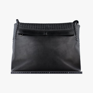 Pre-owned Bottega Veneta Intrecciato Black lambskin  shoulderbag | stylenewstar