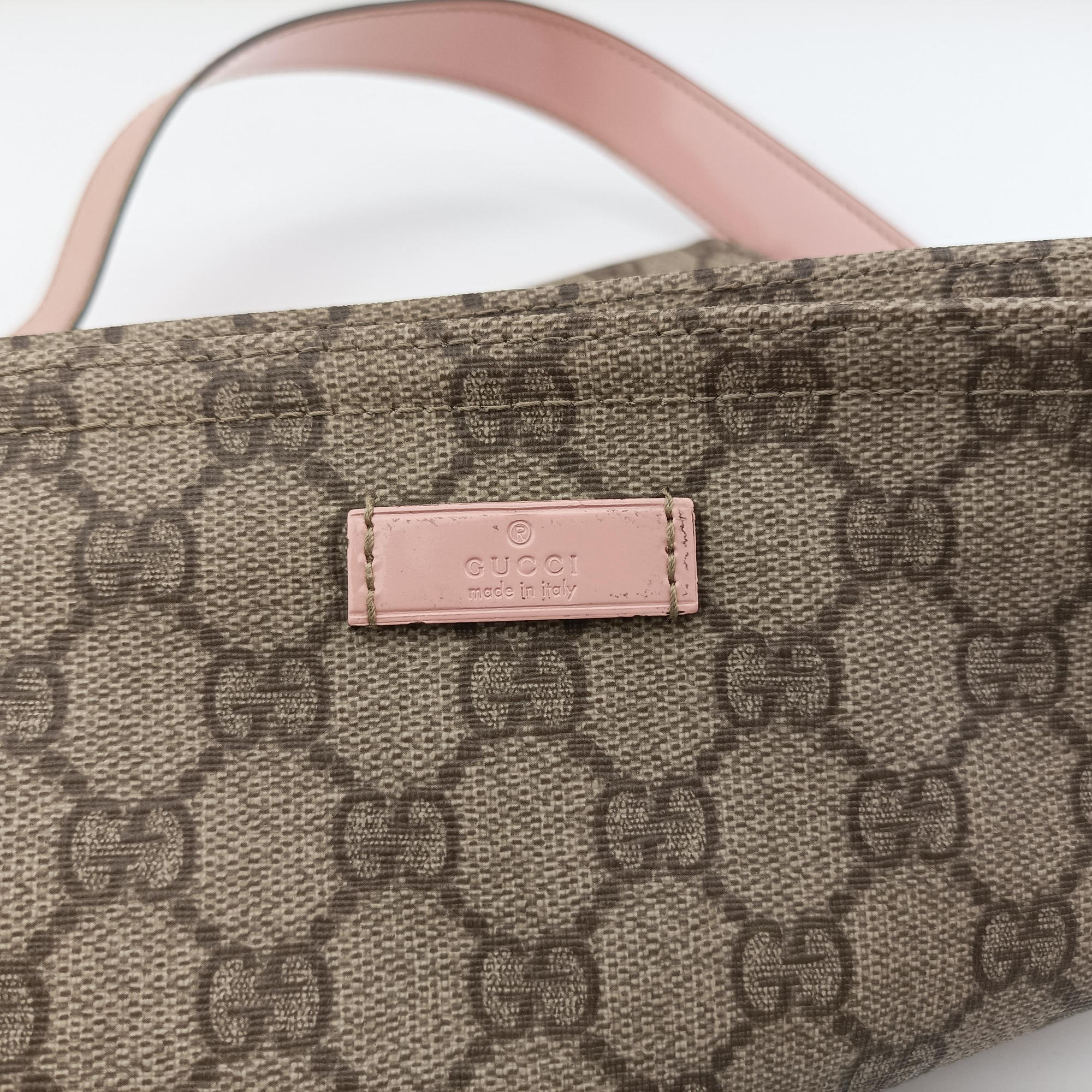Pre-owned Gucci GG Plus GG Supreme Brown×Pink PVC coated canvas 201446 shoulderbag | stylenewstar